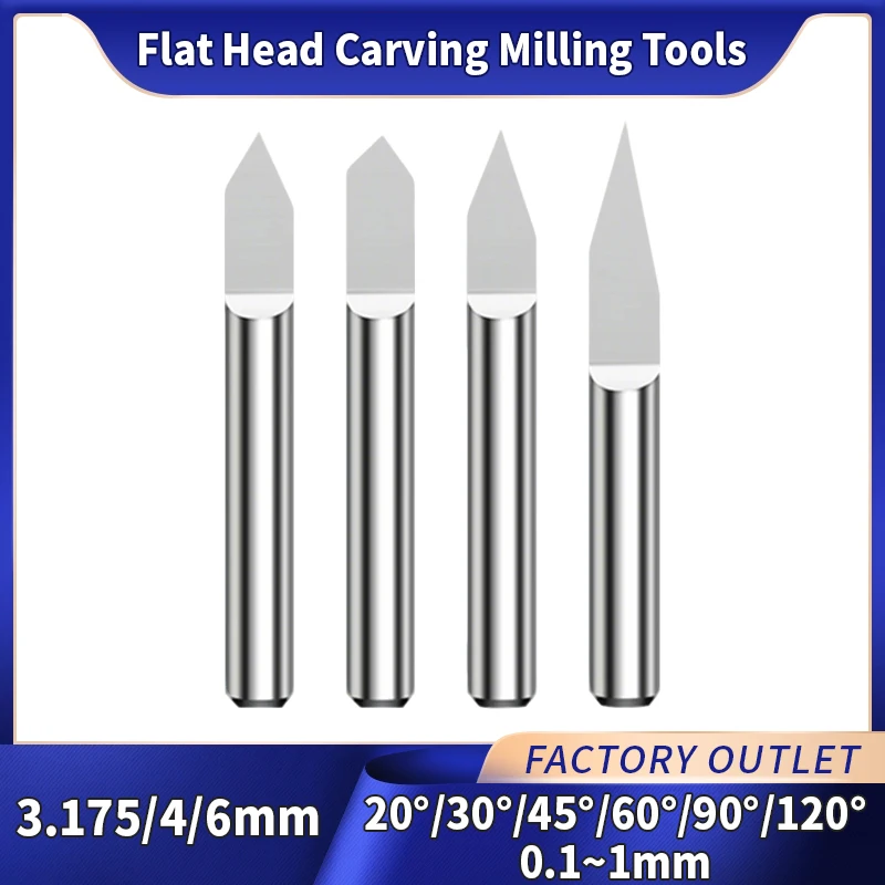 20/30/45/60/90/120° Flat Head Carving Milling Tools Tungsten Steel Flat Head Router Bit 3.175/4/6mm Shank V Shape Engraving Bit
20/30/45/60/90/120° Flat Head Carving Milling Tools Tungsten Steel Flat Head Router Bit 3.175/4/6mm Shank V Shape Engraving Bit