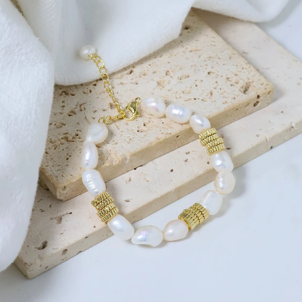 Natural Freshwater Pearl Semi Baroque Bead Bracelet Korean Women's Luxury Jewelry Fashion Women's and Girls' Gifts GB1122
Natural Freshwater Pearl Semi Baroque Bead Bracelet Korean Women's Luxury Jewelry Fashion Women's and Girls' Gifts GB1122