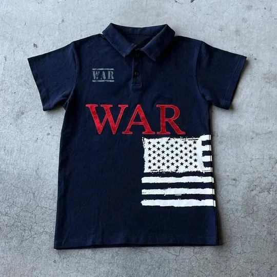 European and American Trendy Polo Shirt Letter Flag Short Sleeve Printed Loose Street 2025 New Fashion T-shirt
European and American Trendy Polo Shirt Letter Flag Short Sleeve Printed Loose Street 2025 New Fashion T-shirt