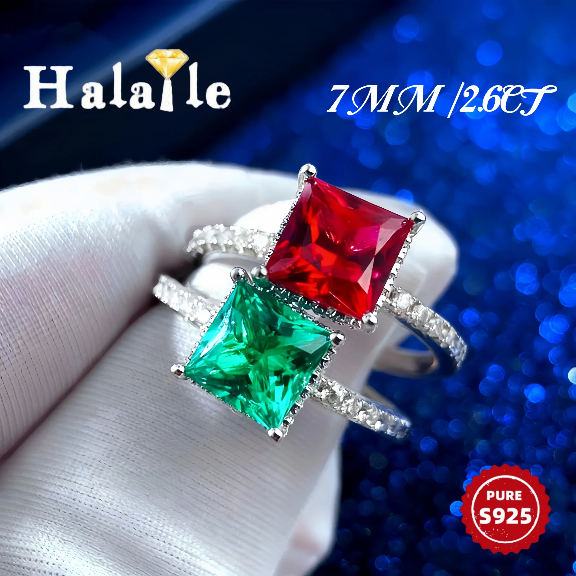 Halaile 7*7mm 2.6ct Colombian emerald Zircon Ring S925 Sterling Silver For Women Fine Jewelry Lab-Grown Dainty Elegant Gift
Halaile 7*7mm 2.6ct Colombian emerald Zircon Ring S925 Sterling Silver For Women Fine Jewelry Lab-Grown Dainty Elegant Gift