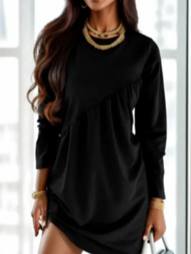 Womens Casual Solid Mini Dress Long Sleeve Crewneck Plus Size Pullover Tunic Tops Fall Fashion Loose Fit Short Dresses
Womens Casual Solid Mini Dress Long Sleeve Crewneck Plus Size Pullover Tunic Tops Fall Fashion Loose Fit Short Dresses