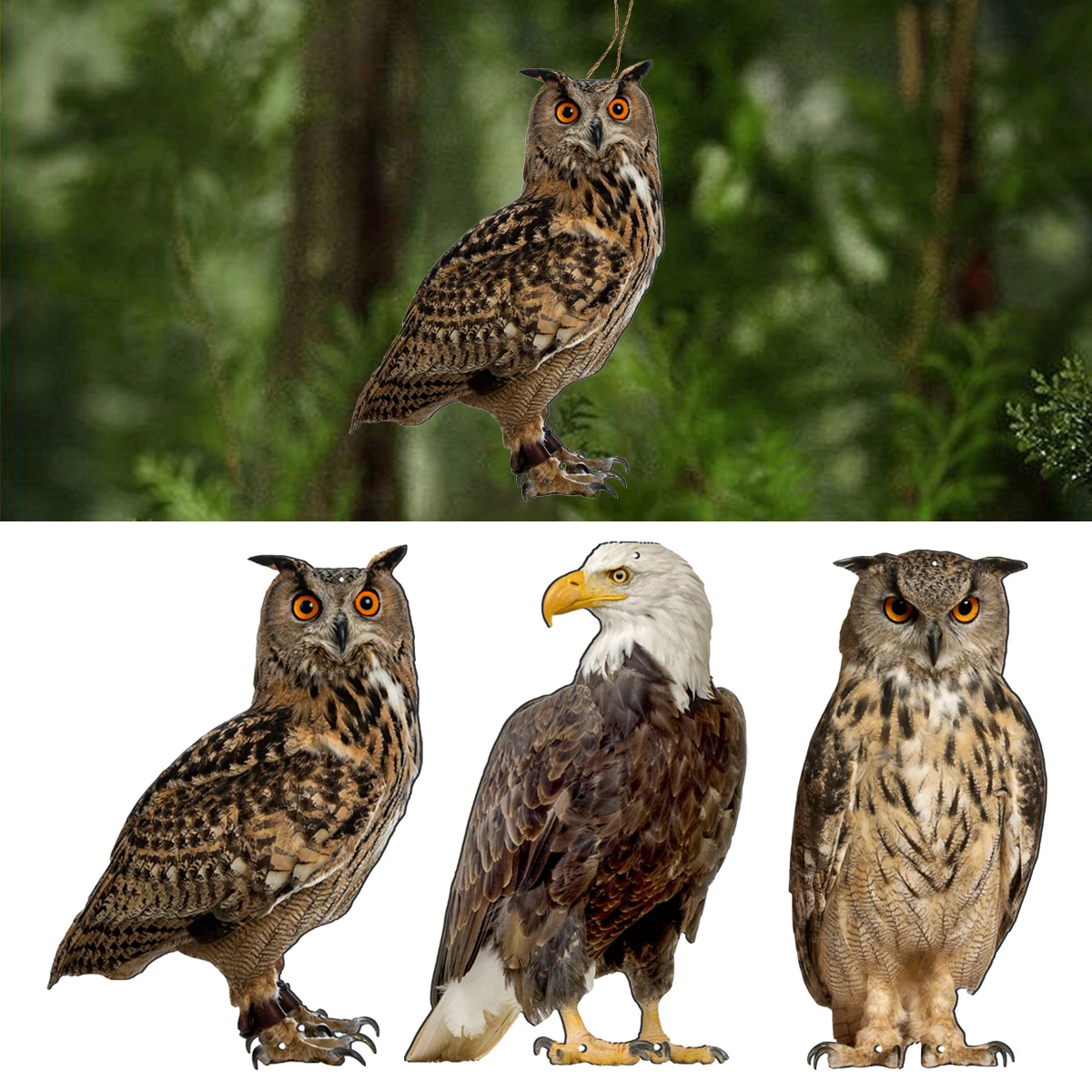 【Bird printed on flat paper】Classic Waterproof Bird Repel Owl Hanging Fake Bird Scare Device with Bells Realistic Outdoor
【Bird printed on flat paper】Classic Waterproof Bird Repel Owl Hanging Fake Bird Scare Device with Bells Realistic Outdoor