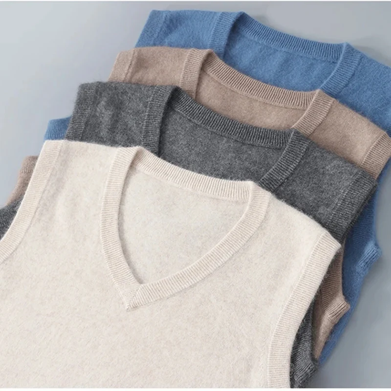 Spring Autumn Sleeveless Sweater Tank Top Men's V-neck Loose Solid Color Wool Vest Bottom Shirt Korean Knitted Shirt Large Size
Spring Autumn Sleeveless Sweater Tank Top Men's V-neck Loose Solid Color Wool Vest Bottom Shirt Korean Knitted Shirt Large Size