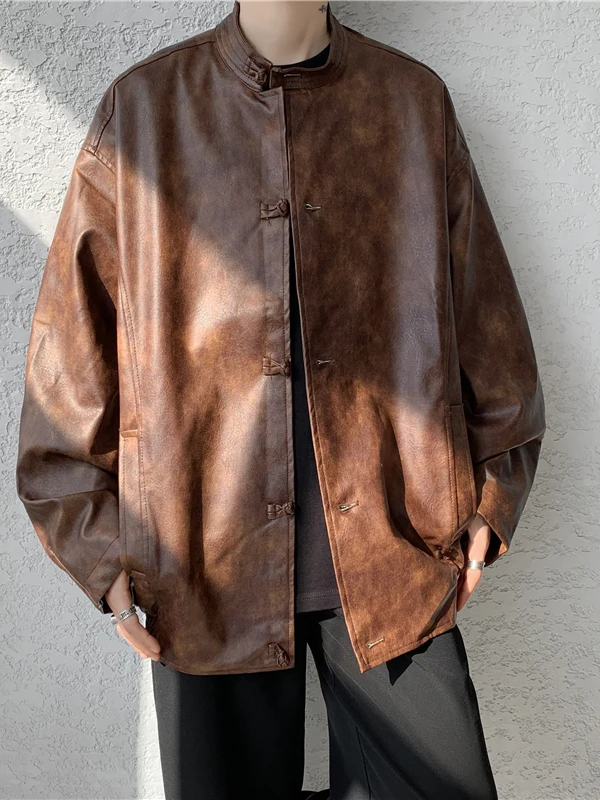 Ретро китайский Sle из искусственной кожи, свободное мужское байкерское пальто, длинное свековое повседневное модное осеннее сезонное пальто на одной пуговице
Ретро китайский Sle из искусственной кожи, свободное мужское байкерское пальто, длинное свековое повседневное модное осеннее сезонное пальто на одной пуговице