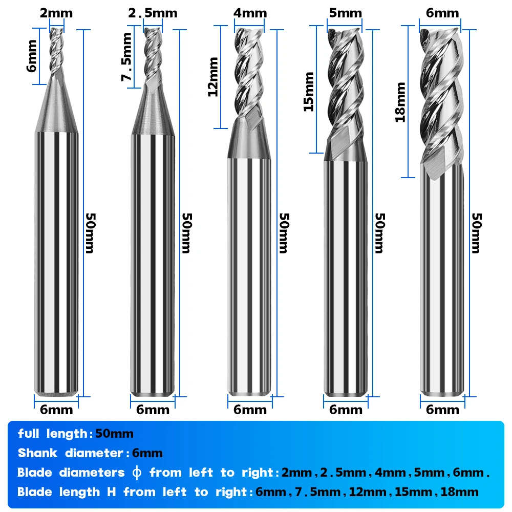 5Pcs 3 Flute Carbide End Mill, HRC55 6mm Shank Solid Tungsten Steel CNC Milling Cutter, Professional Metal Engraving Bits Tool
5Pcs 3 Flute Carbide End Mill, HRC55 6mm Shank Solid Tungsten Steel CNC Milling Cutter, Professional Metal Engraving Bits Tool