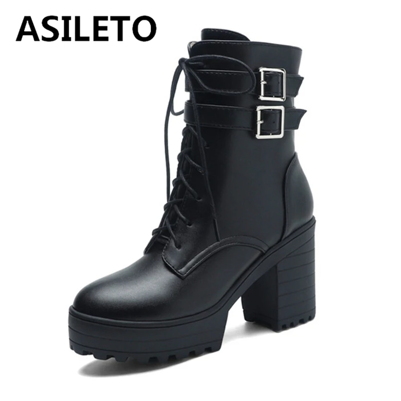 ASILETO New Mortorcycle Ankle Boots 9cm Block Heel Lace Up Buckles Zip Round Toe White Black Big Size 42 43 US12 Fashion Cool
ASILETO New Mortorcycle Ankle Boots 9cm Block Heel Lace Up Buckles Zip Round Toe White Black Big Size 42 43 US12 Fashion Cool