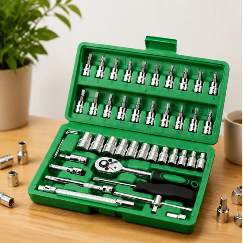 Professional 46PCS Socket Ratchet Wrench Kit, 1/4 Inch Drive with Bit Sockets, Metric & Extension Bars, Durable Auto Repair Tool
Professional 46PCS Socket Ratchet Wrench Kit, 1/4 Inch Drive with Bit Sockets, Metric & Extension Bars, Durable Auto Repair Tool