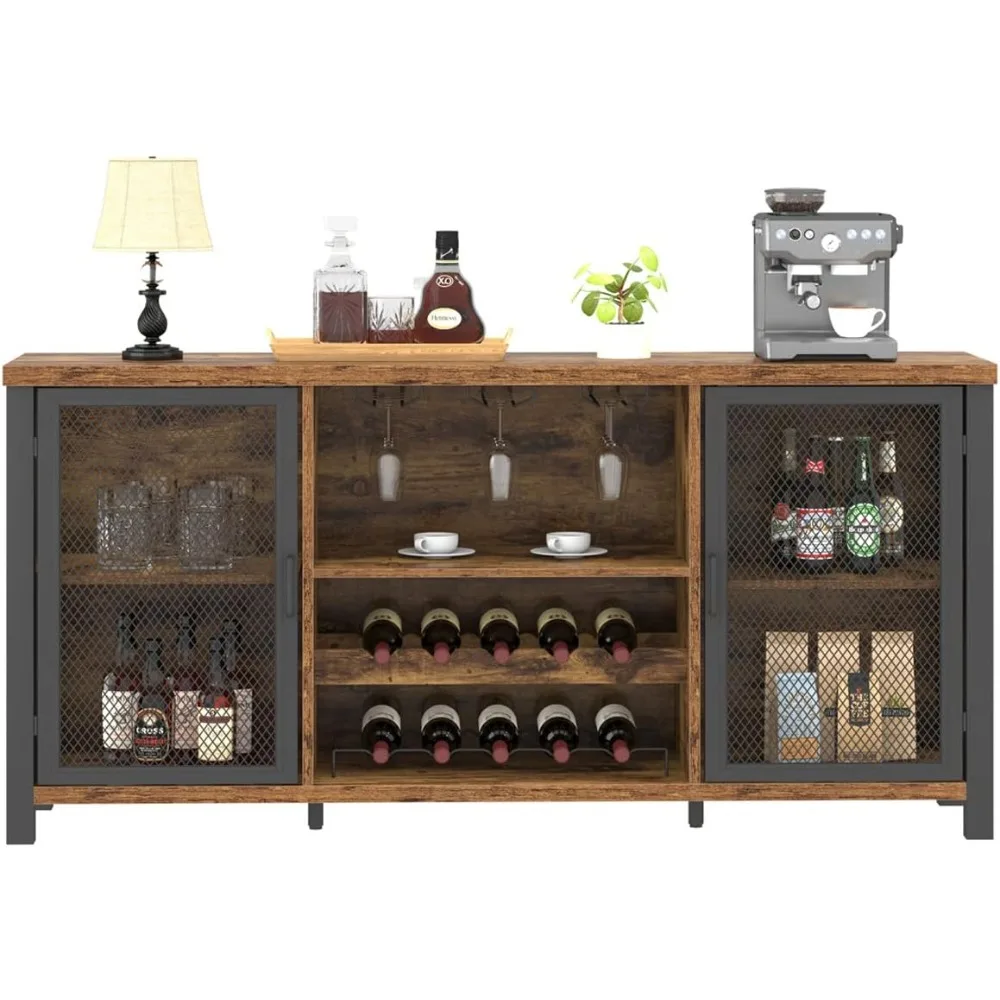 Industrial Style Coffee Bar Cabinet, Wine Rack Wine Cabinet, Wood Metal Dining Room Cabinet, Rustic Brown 55 Inch
Industrial Style Coffee Bar Cabinet, Wine Rack Wine Cabinet, Wood Metal Dining Room Cabinet, Rustic Brown 55 Inch