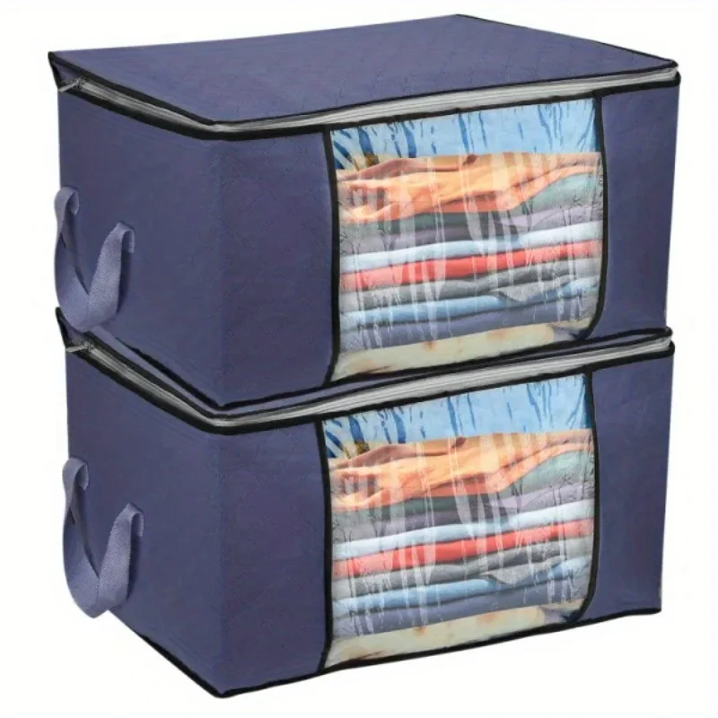 2Pcs 23.78gal Clothes Bag Large Capacity Foldable Closet Organizer With Thick Fabric Clear Window Dual-Zipper
2Pcs 23.78gal Clothes Bag Large Capacity Foldable Closet Organizer With Thick Fabric Clear Window Dual-Zipper