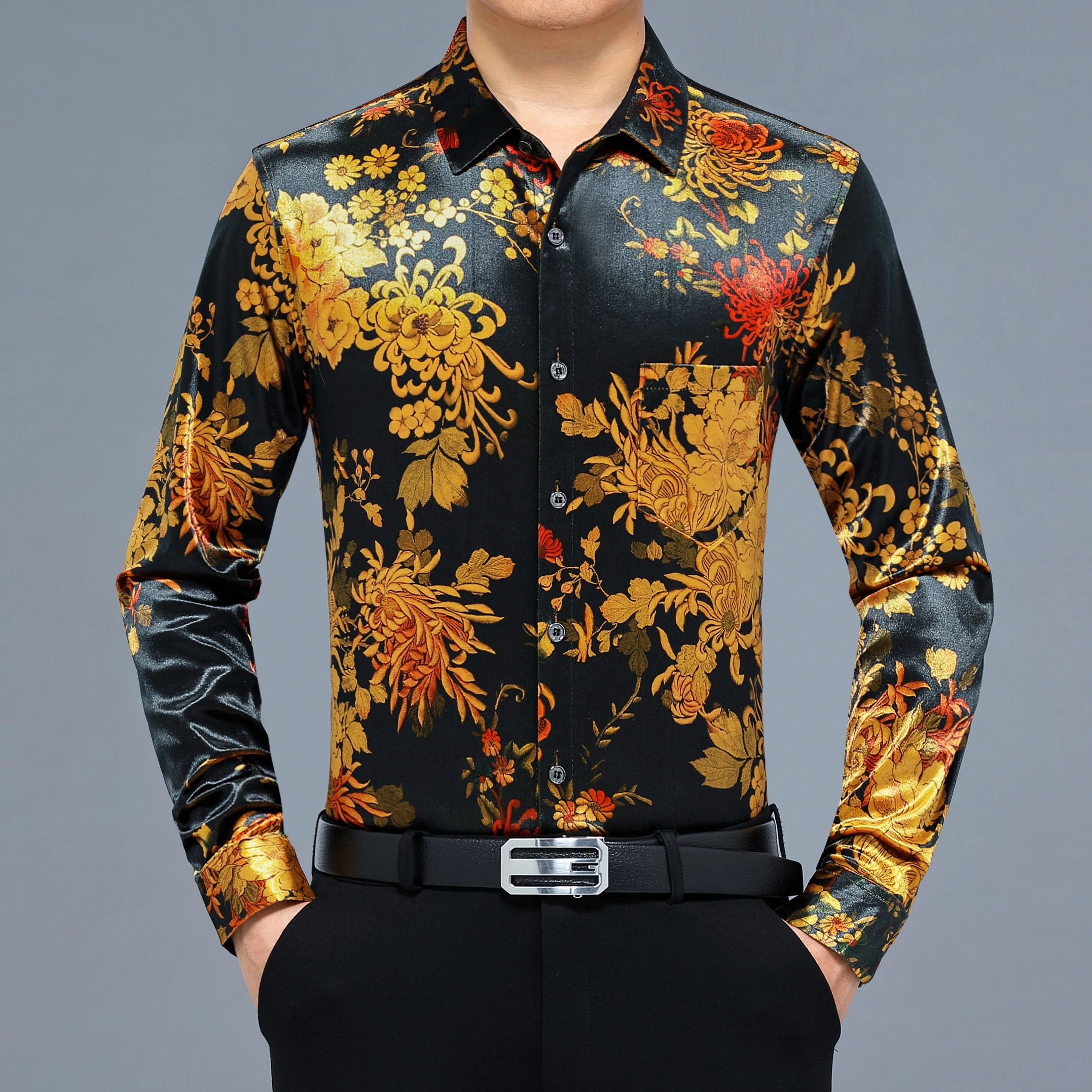New Mens Velvet Floral Clothing Autumn Long Sleeve Gold Velvet Dress Male Turn Down Collar Soft Velour Flowers Print Shirts
New Mens Velvet Floral Clothing Autumn Long Sleeve Gold Velvet Dress Male Turn Down Collar Soft Velour Flowers Print Shirts