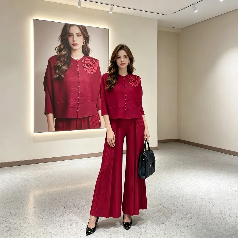 Miyake Pleated New 2026 Spring/Summer Set in Stock 3D Flower Casual Fashion Top Wide-Leg Pants Vacation Women's Clothing Pleat
Miyake Pleated New 2026 Spring/Summer Set in Stock 3D Flower Casual Fashion Top Wide-Leg Pants Vacation Women's Clothing Pleat