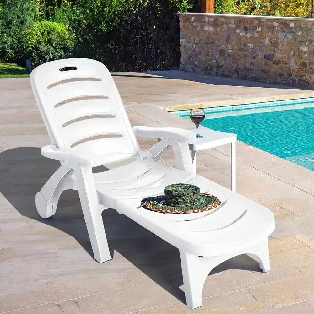 Moccha Plastic olding Lounge Chair, 5-Position Adjustable Chaise Lounge with 2 Rolling Wheels, Armrest, Outdoor Chaise Chair or
Moccha Plastic olding Lounge Chair, 5-Position Adjustable Chaise Lounge with 2 Rolling Wheels, Armrest, Outdoor Chaise Chair or