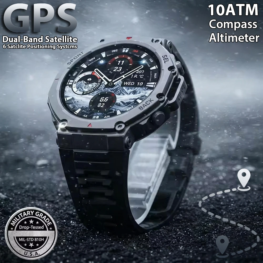 2025 New Military Bluetooth Call Smart Watch Built-in GPS Compass Barometric Altimeter 10ATM Waterproof Sports Smartwatches Men
2025 New Military Bluetooth Call Smart Watch Built-in GPS Compass Barometric Altimeter 10ATM Waterproof Sports Smartwatches Men