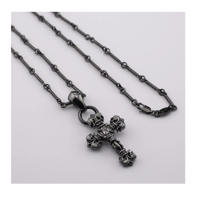 Crowe Trendy Black Thai Silver Cross Diamond Pendant Personalized Punk Versatile Men's and Women's Necklace
Crowe Trendy Black Thai Silver Cross Diamond Pendant Personalized Punk Versatile Men's and Women's Necklace