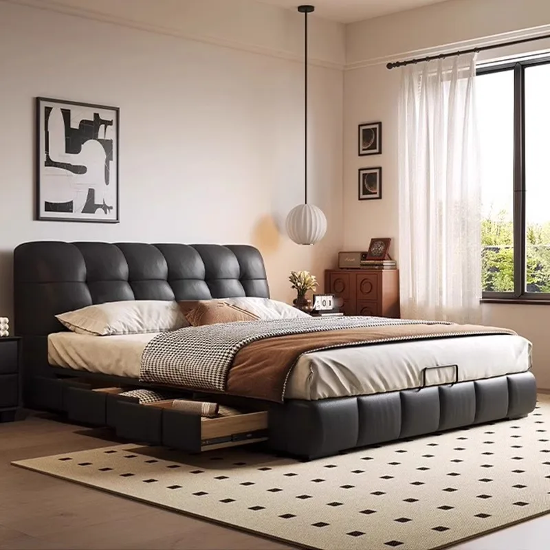 Puff bed French, retro style master bedroom double bed Italian minimalist soft bag, medieval style storage box leather
Puff bed French, retro style master bedroom double bed Italian minimalist soft bag, medieval style storage box leather