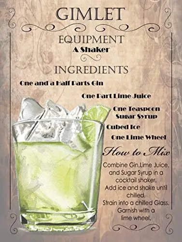 Gimlet Cocktail Recipe Wall Poster Tin Sign Vintage BBQ Restaurant Dinner Room Cafe Shop Decor
Gimlet Cocktail Recipe Wall Poster Tin Sign Vintage BBQ Restaurant Dinner Room Cafe Shop Decor
