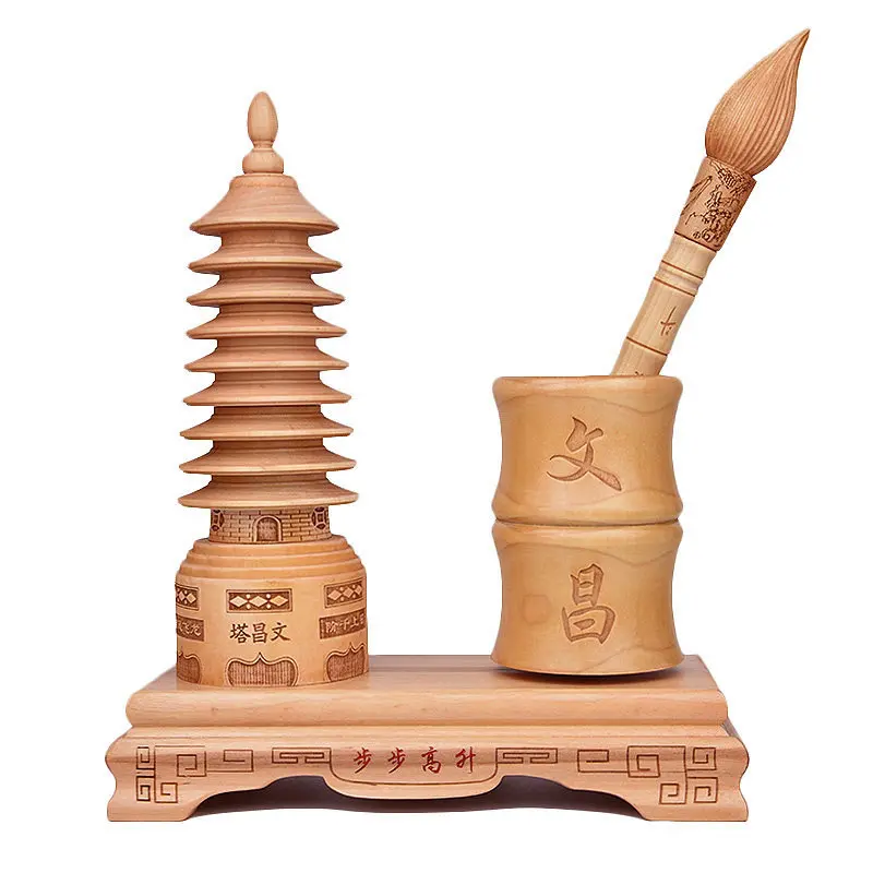 Peach Wood Wenchang Pagoda Brush Pot Student Office Decor
Peach Wood Wenchang Pagoda Brush Pot Student Office Decor