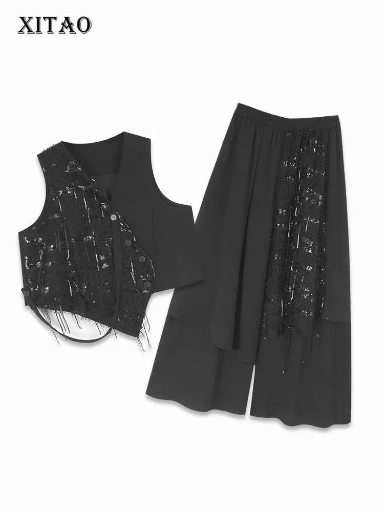XITAO Asymmetric Patchwork Sequin Matching Set Casual Sleeveless Wide Leg Button Fashion Spring Women Dress Set HQQ2457
XITAO Asymmetric Patchwork Sequin Matching Set Casual Sleeveless Wide Leg Button Fashion Spring Women Dress Set HQQ2457
