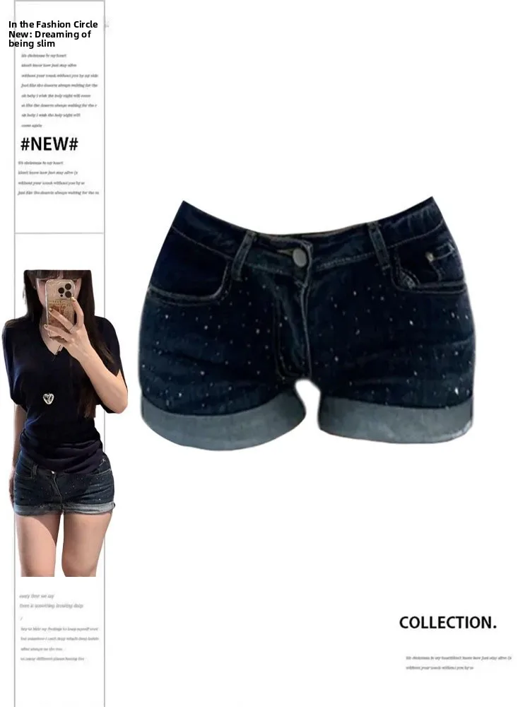 Low Waist Glittering Diamond Slimming Shorts Women's Summer Fashionable Denim Shorts Butt Lifting Casual Style Cotton Blend
Low Waist Glittering Diamond Slimming Shorts Women's Summer Fashionable Denim Shorts Butt Lifting Casual Style Cotton Blend