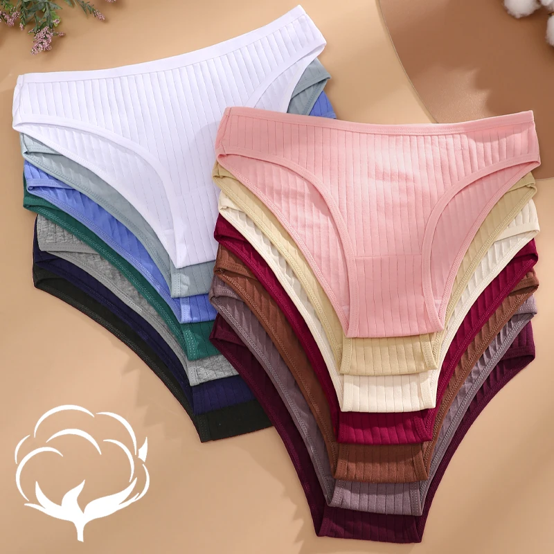 Women's Seamless Cotton Stripe Briefs Panties Sexy Low Waist Solid Color Underpants Soft Breathable Panties Comfortable Lingerie
Women's Seamless Cotton Stripe Briefs Panties Sexy Low Waist Solid Color Underpants Soft Breathable Panties Comfortable Lingerie