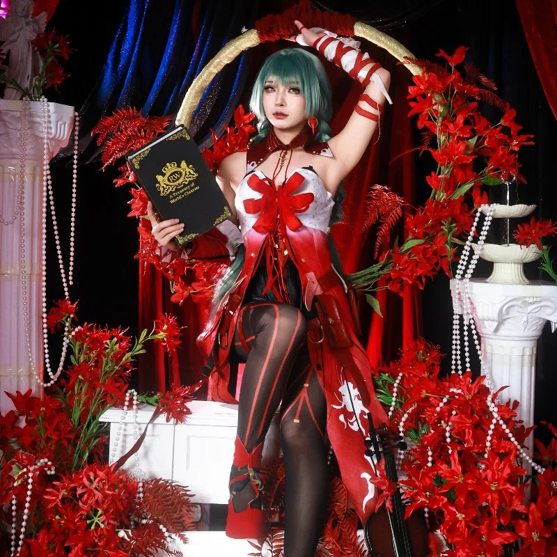 New Phrolova Cosplay Game Wuthering Waves Costume Red Long Dress Green Wig Full Set Role Play Outfit for Women Theme Party 
New Phrolova Cosplay Game Wuthering Waves Costume Red Long Dress Green Wig Full Set Role Play Outfit for Women Theme Party