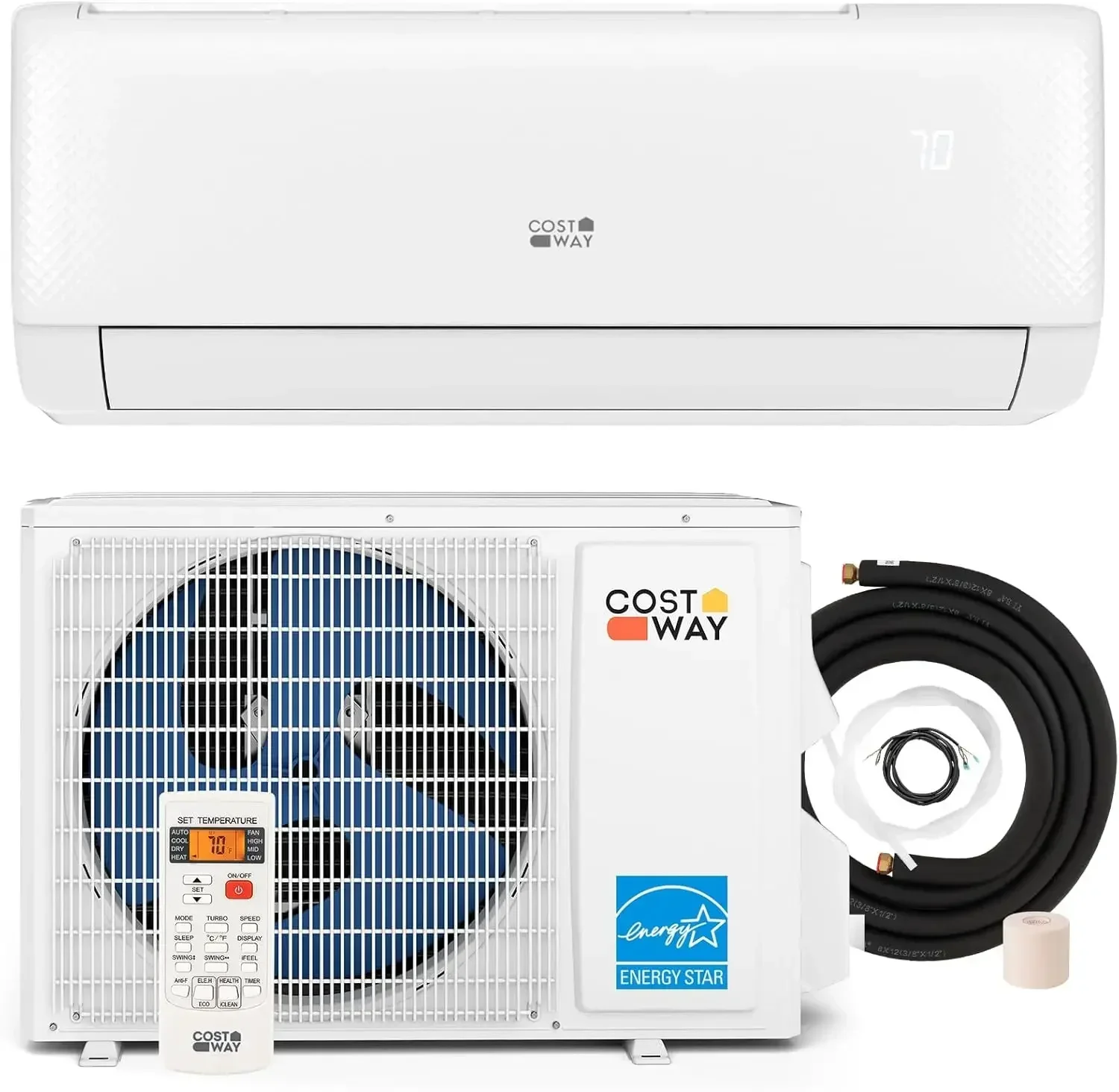 12,000 BTU Mini Split Air Conditioner, with Heat Pump, Energy Star, 21 SEER2 Inverter, 24H Timer, Auto Clean
12,000 BTU Mini Split Air Conditioner, with Heat Pump, Energy Star, 21 SEER2 Inverter, 24H Timer, Auto Clean