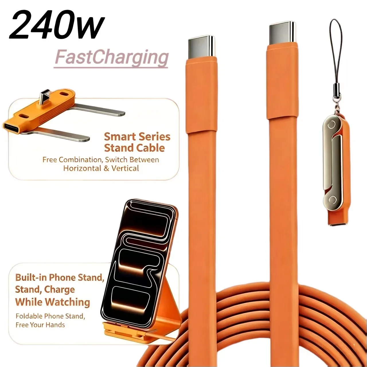 240W 2-in-1 USB C To Type C Fast Charging Foldable Bracket DataCable For iPhone 17 Oneplus Detachable Cables tipo c Adapter
240W 2-in-1 USB C To Type C Fast Charging Foldable Bracket DataCable For iPhone 17 Oneplus Detachable Cables tipo c Adapter