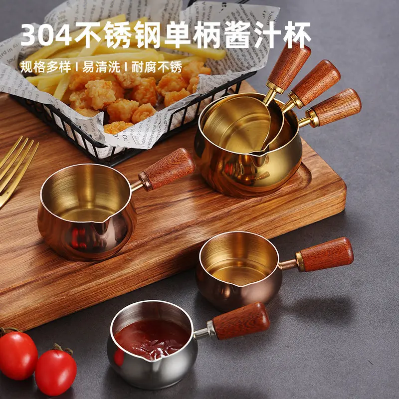 304 Stainless Steel Sauce Cup, Western-Style Sauce Bowl, Steak Seasoning Cup, Wooden-Handled Tomato Salad Dip Dish
304 Stainless Steel Sauce Cup, Western-Style Sauce Bowl, Steak Seasoning Cup, Wooden-Handled Tomato Salad Dip Dish