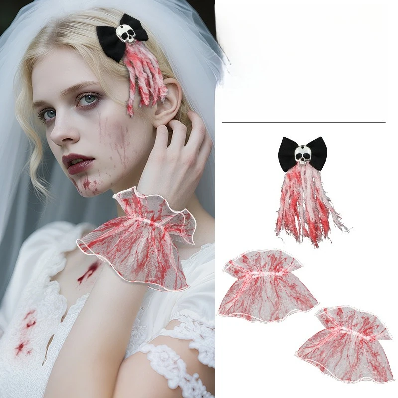 Halloween Bridal Headdress Vintage Rose Gothic Dark Lace Bracelet Ghost Bride Set Spooky Dress Up
Halloween Bridal Headdress Vintage Rose Gothic Dark Lace Bracelet Ghost Bride Set Spooky Dress Up