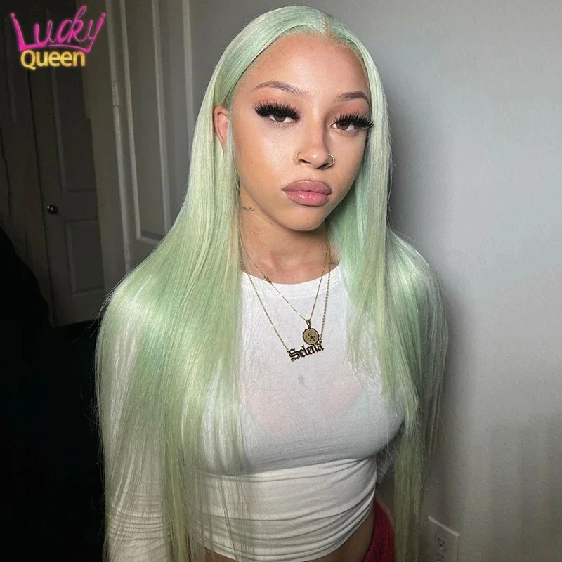 Light Mint Green Straight 13x6 Frontal Human Wig Pre Plucked 613 Colored Bone Straight Transparent Lace Front Wig For Women
Light Mint Green Straight 13x6 Frontal Human Wig Pre Plucked 613 Colored Bone Straight Transparent Lace Front Wig For Women