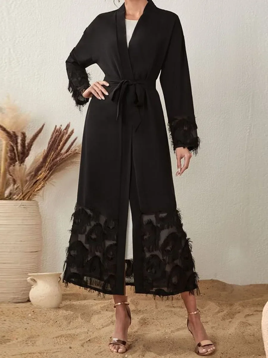 New Women Caftan Gowns Tulle Patchwork Long Sleeve V-Neck Cardigan Long Dress with Belt for All Seasons S-XL
New Women Caftan Gowns Tulle Patchwork Long Sleeve V-Neck Cardigan Long Dress with Belt for All Seasons S-XL