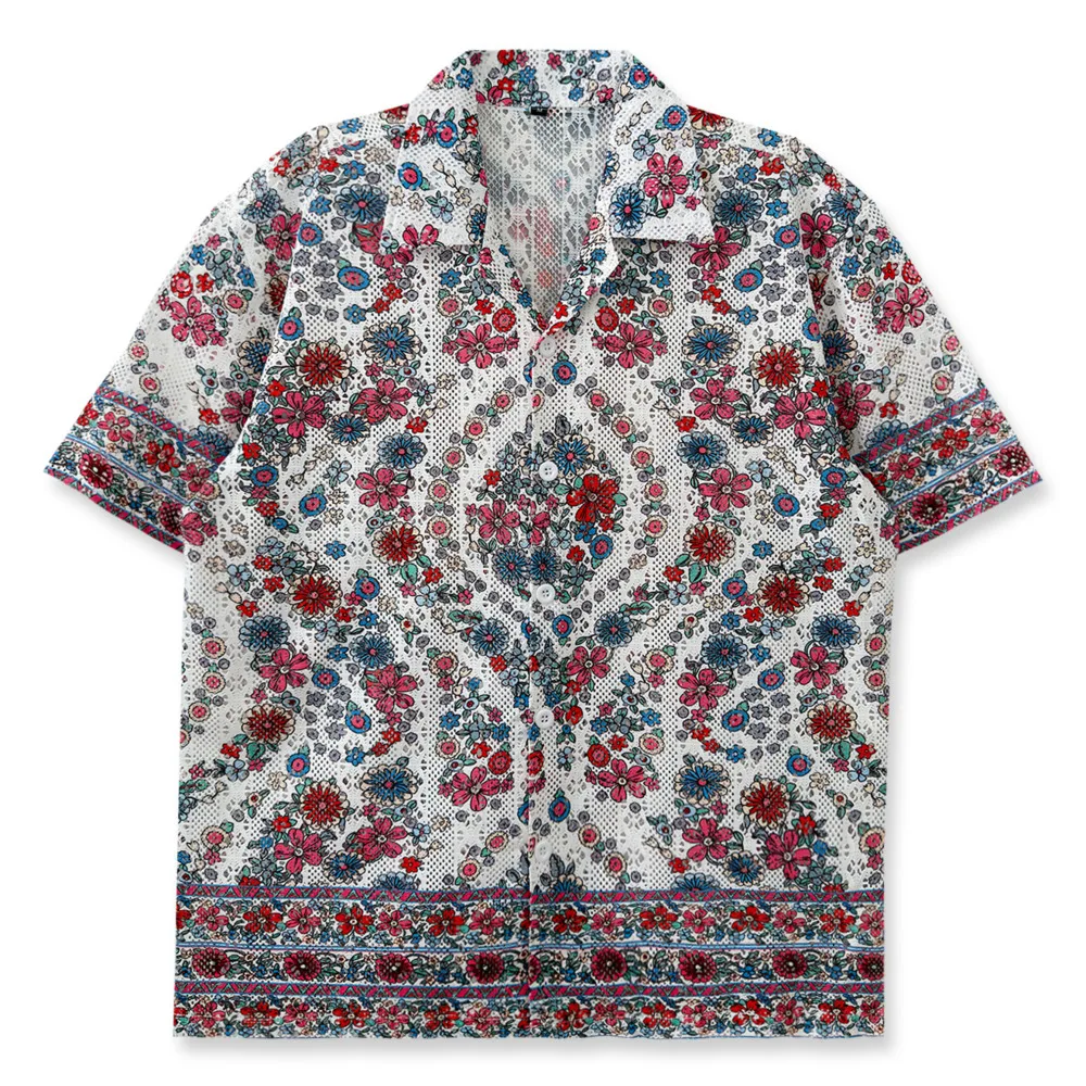 Mens Shirts Casual Camisa Social Masculina Paisley Print See-through Shirts Flower Shirt Short Sleeve Men Shirt Mesh Clothing
Mens Shirts Casual Camisa Social Masculina Paisley Print See-through Shirts Flower Shirt Short Sleeve Men Shirt Mesh Clothing