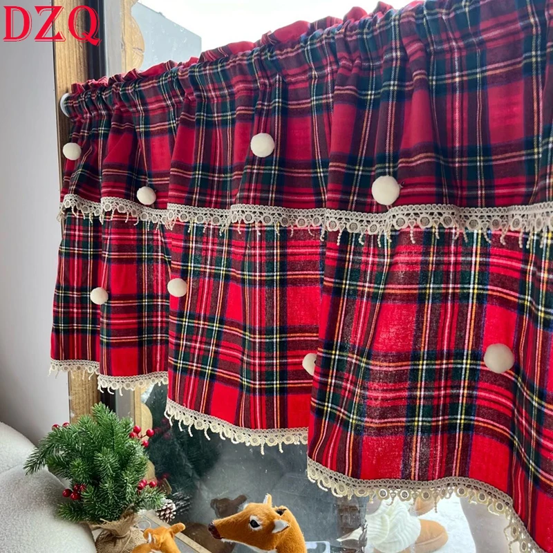 Rod Pocket American Red Plaid Half Curtain Balcony Retro Check Pattern Short Curtain for Kitchen #A614
Rod Pocket American Red Plaid Half Curtain Balcony Retro Check Pattern Short Curtain for Kitchen #A614