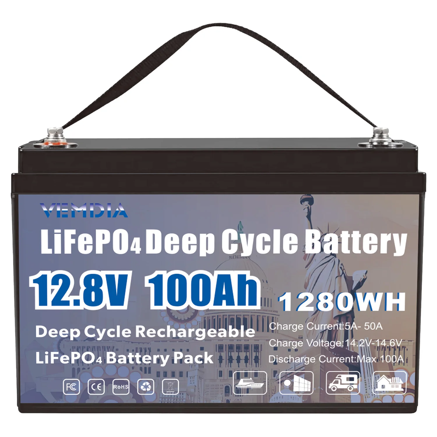 VEMDIA 12V 100AH 1280WH LiFePO4 аккумулятор для автофургонов высокой емкости легкий вес
VEMDIA 12V 100AH 1280WH LiFePO4 аккумулятор для автофургонов высокой емкости легкий вес