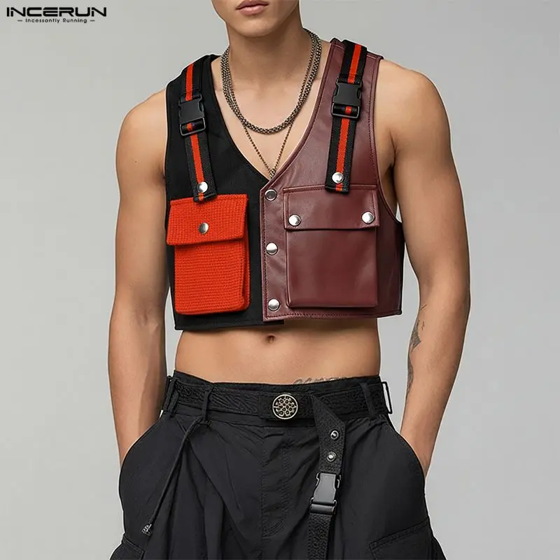 INCERUN Men Vests Patchwork Color-block V Neck Sleeveless Male Waistcoats Streetwear Pockets Fashion Casual Men Crop Vests S-3XL
INCERUN Men Vests Patchwork Color-block V Neck Sleeveless Male Waistcoats Streetwear Pockets Fashion Casual Men Crop Vests S-3XL