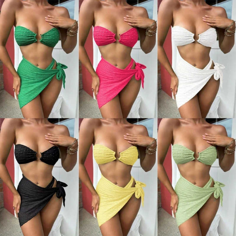 Fashion Bandeau Bikinis Set for Women Strapless Bathing Suits with Cover Up 3 Pieces Swimwear Lady High Cut Swimsuit Ins
Fashion Bandeau Bikinis Set for Women Strapless Bathing Suits with Cover Up 3 Pieces Swimwear Lady High Cut Swimsuit Ins