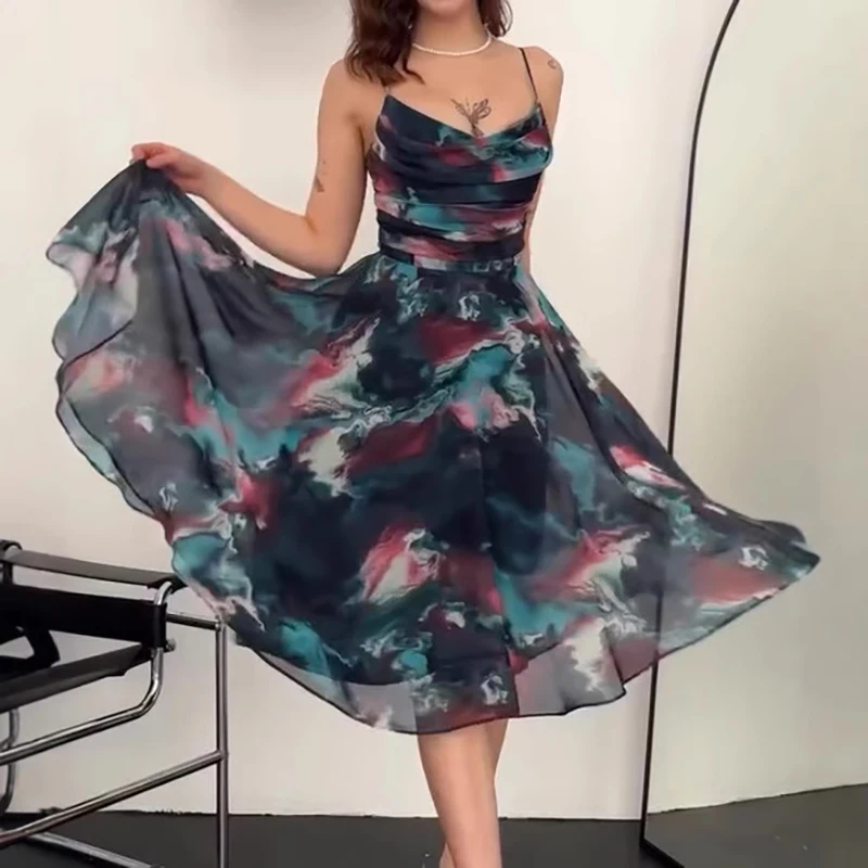 Women Elegant Off Shoulder Suspenders Dress Fashion Pattern Print Waist Midi Dress Casual Sleeveless Pleated A-Line Party Dress
Women Elegant Off Shoulder Suspenders Dress Fashion Pattern Print Waist Midi Dress Casual Sleeveless Pleated A-Line Party Dress