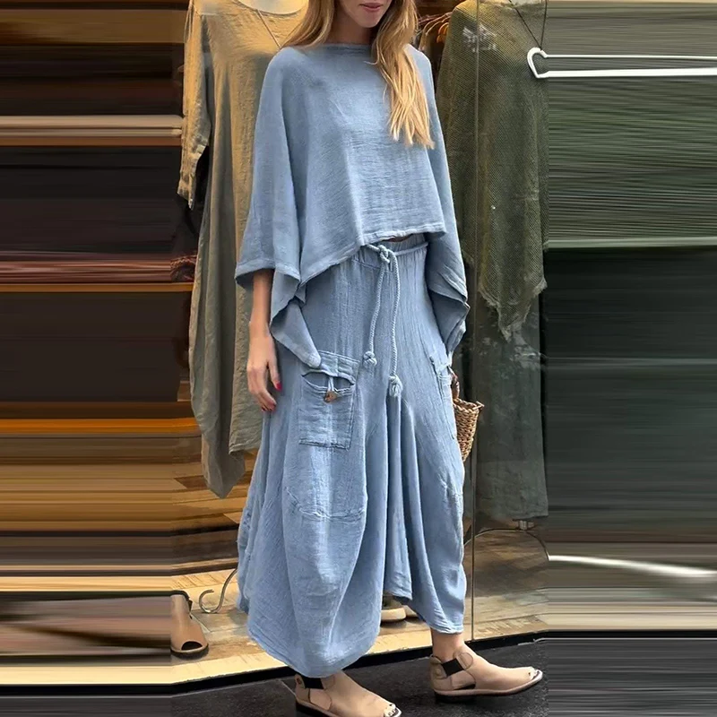 All Match Asymmetric Solid Temperament Set Elegant Lady O-Neck Long Sleeve Blouse Top&Long Skirt Suit Fashion Women Two Piece
All Match Asymmetric Solid Temperament Set Elegant Lady O-Neck Long Sleeve Blouse Top&Long Skirt Suit Fashion Women Two Piece