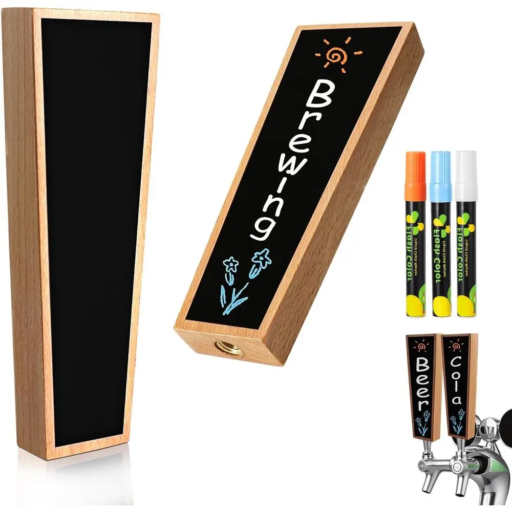 Pair of Wooden Keg Taps with Chalkboard and Pens for Kegerator, Ideal for Pubs, Home Parties, and Romantic Getaways
Pair of Wooden Keg Taps with Chalkboard and Pens for Kegerator, Ideal for Pubs, Home Parties, and Romantic Getaways