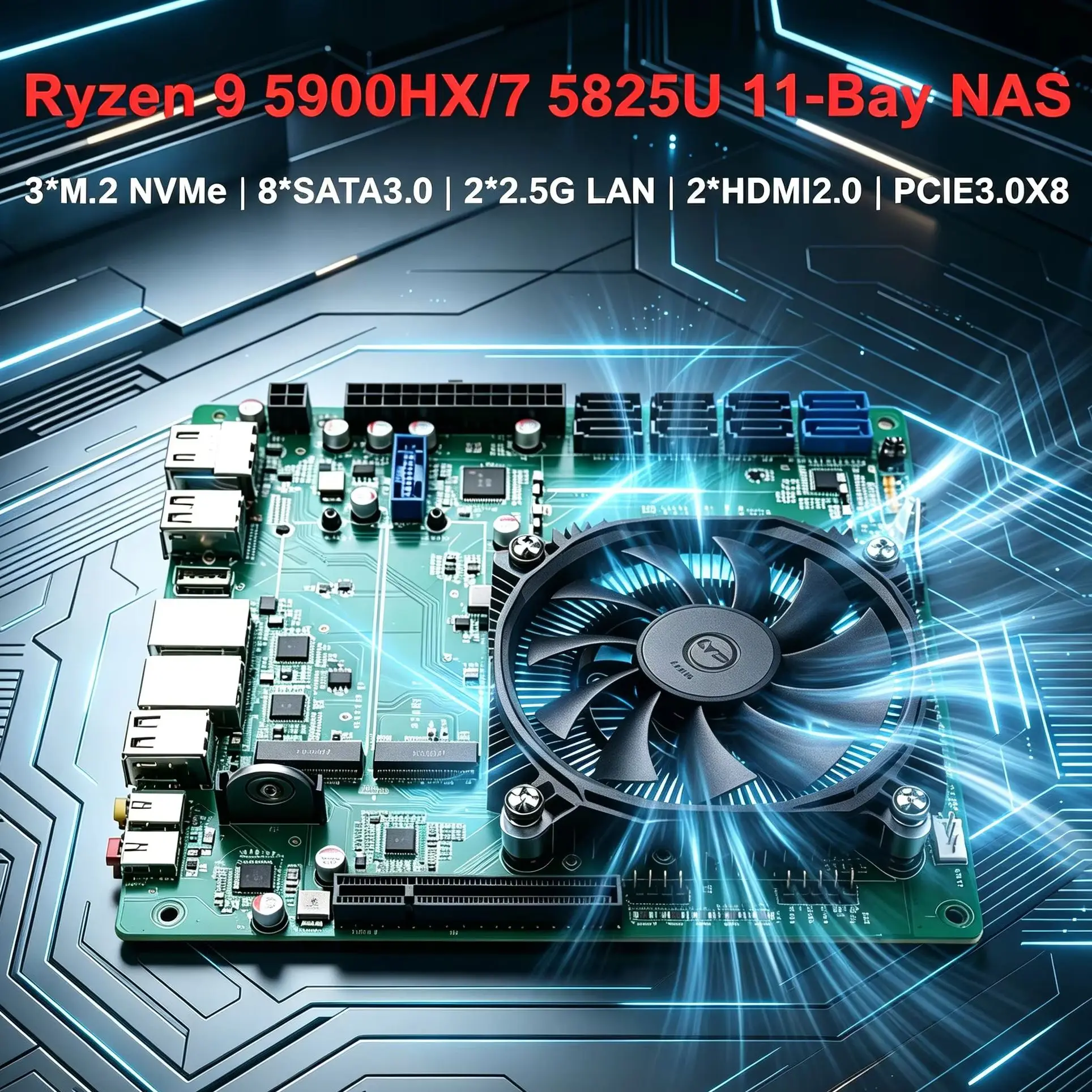 Topton 11-Bay ITX NAS Gaming MotherboardN21 AMD Ryzen 9 5900HX 5825U 5600U 3 NVMe 8 SATA 2.5G LAN Dual DDR4 Firewall Mainboard
Topton 11-Bay ITX NAS Gaming MotherboardN21 AMD Ryzen 9 5900HX 5825U 5600U 3 NVMe 8 SATA 2.5G LAN Dual DDR4 Firewall Mainboard