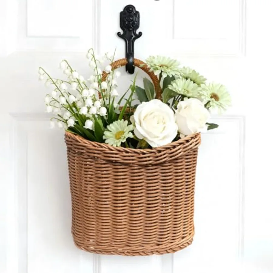 Woven Hanging Wicker Basket for Front Door, Handmade Rattan Hanging Wall Baskets for Garden Farmhouse Home
Woven Hanging Wicker Basket for Front Door, Handmade Rattan Hanging Wall Baskets for Garden Farmhouse Home