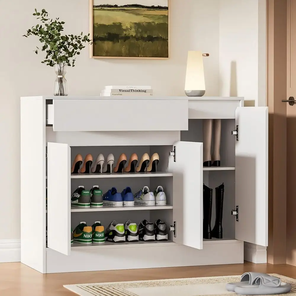 Freestanding Wooden Shoe Cabinet with Adjustable Shelves for Entryway and Hallway, White
Freestanding Wooden Shoe Cabinet with Adjustable Shelves for Entryway and Hallway, White