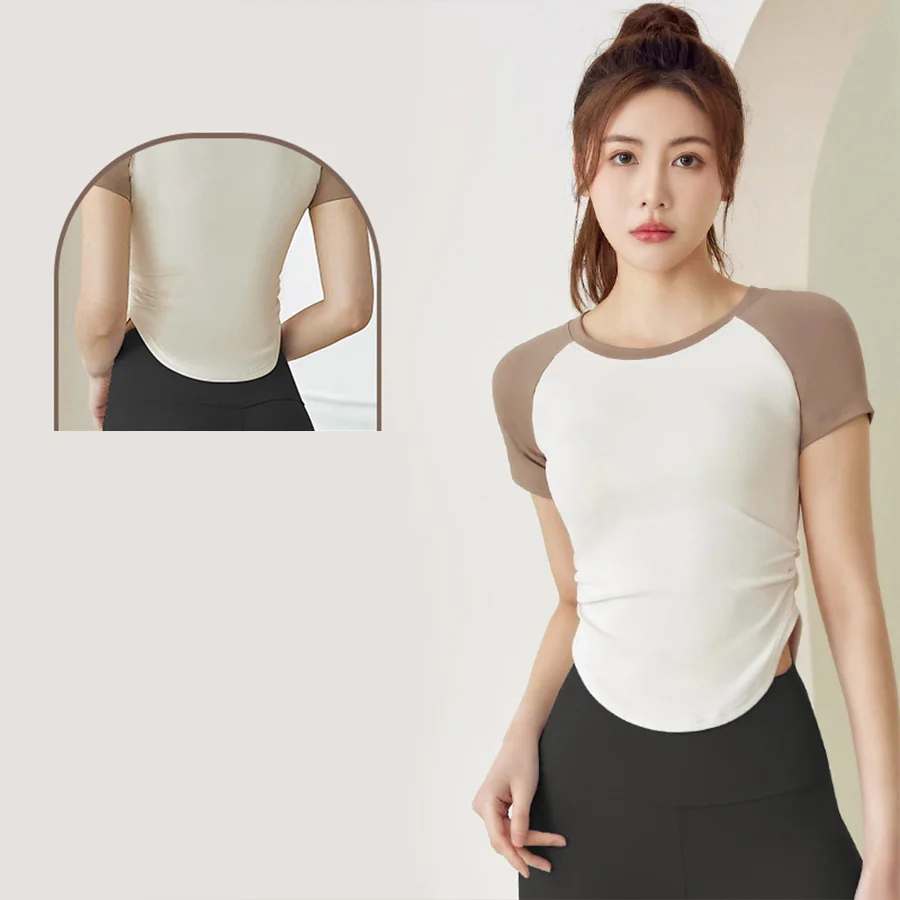 New tight fitness yoga running short sleeve sports top short sleeve yoga dress for women
New tight fitness yoga running short sleeve sports top short sleeve yoga dress for women