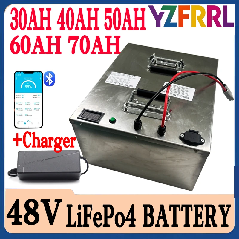 48V lifepo4 battery 30Ah 40AH 50AH 60Ah 70Ah with BMS 15S for tricycle scooter bike go kart Electric Vehicles+ Charger
48V lifepo4 battery 30Ah 40AH 50AH 60Ah 70Ah with BMS 15S for tricycle scooter bike go kart Electric Vehicles+ Charger