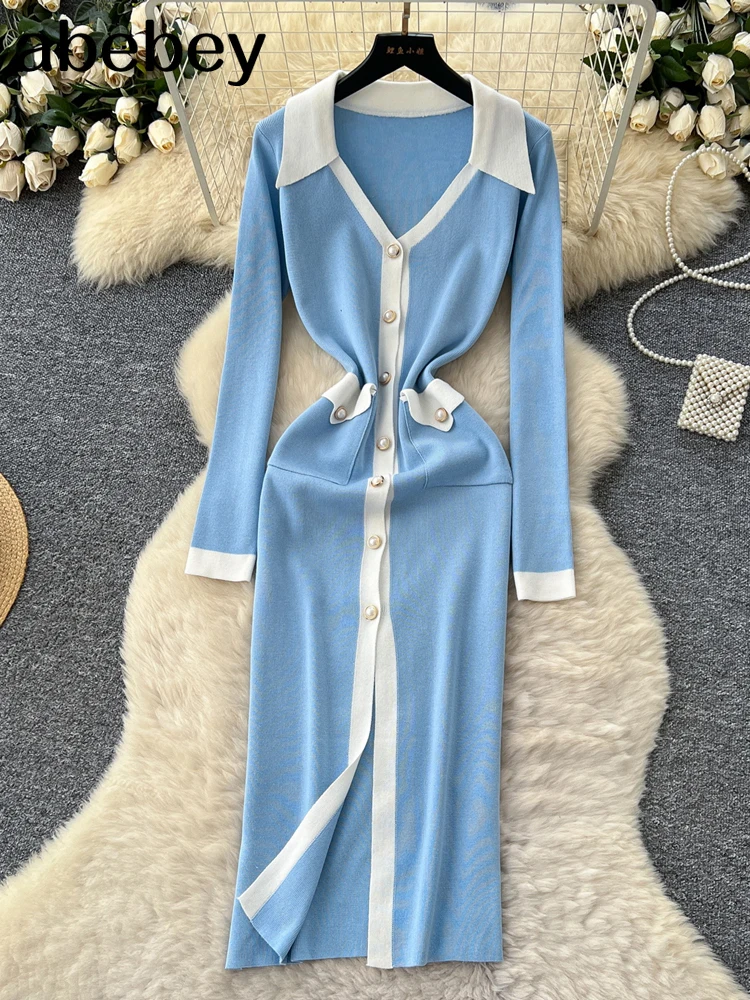 2026 New Autumn Winter V-Neck Women's Knitted Dresses Single Breasted Long Sleeve Solid Elegant Bodycon Wrap Dress Female
2026 New Autumn Winter V-Neck Women's Knitted Dresses Single Breasted Long Sleeve Solid Elegant Bodycon Wrap Dress Female