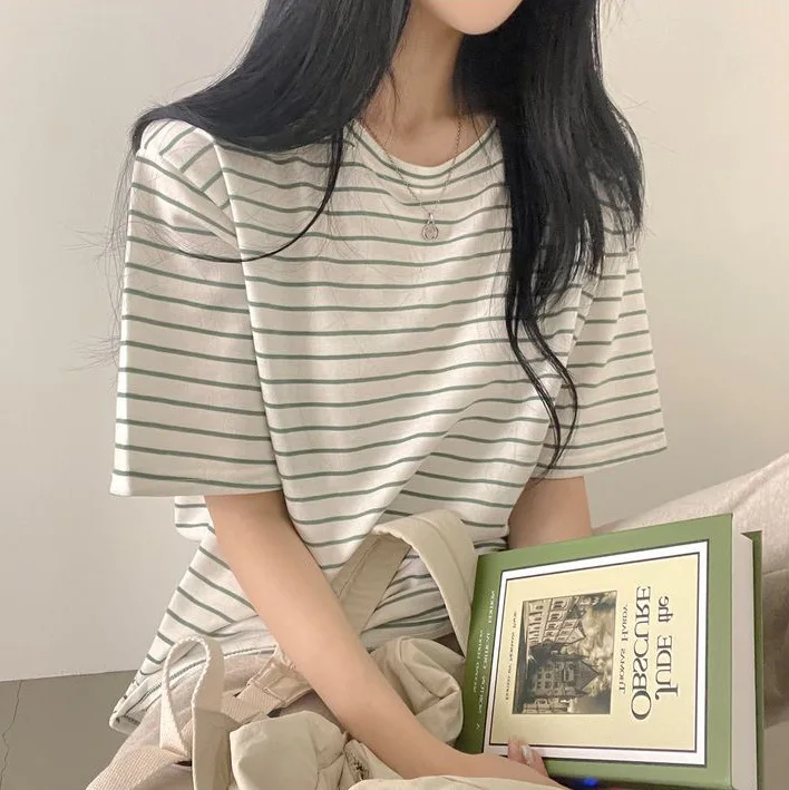 Summer Oversized 100% Cotton T Shirt Women 2025 New Loose Striped Split Tees Casual Tshirt Basic Female Tops
Summer Oversized 100% Cotton T Shirt Women 2025 New Loose Striped Split Tees Casual Tshirt Basic Female Tops