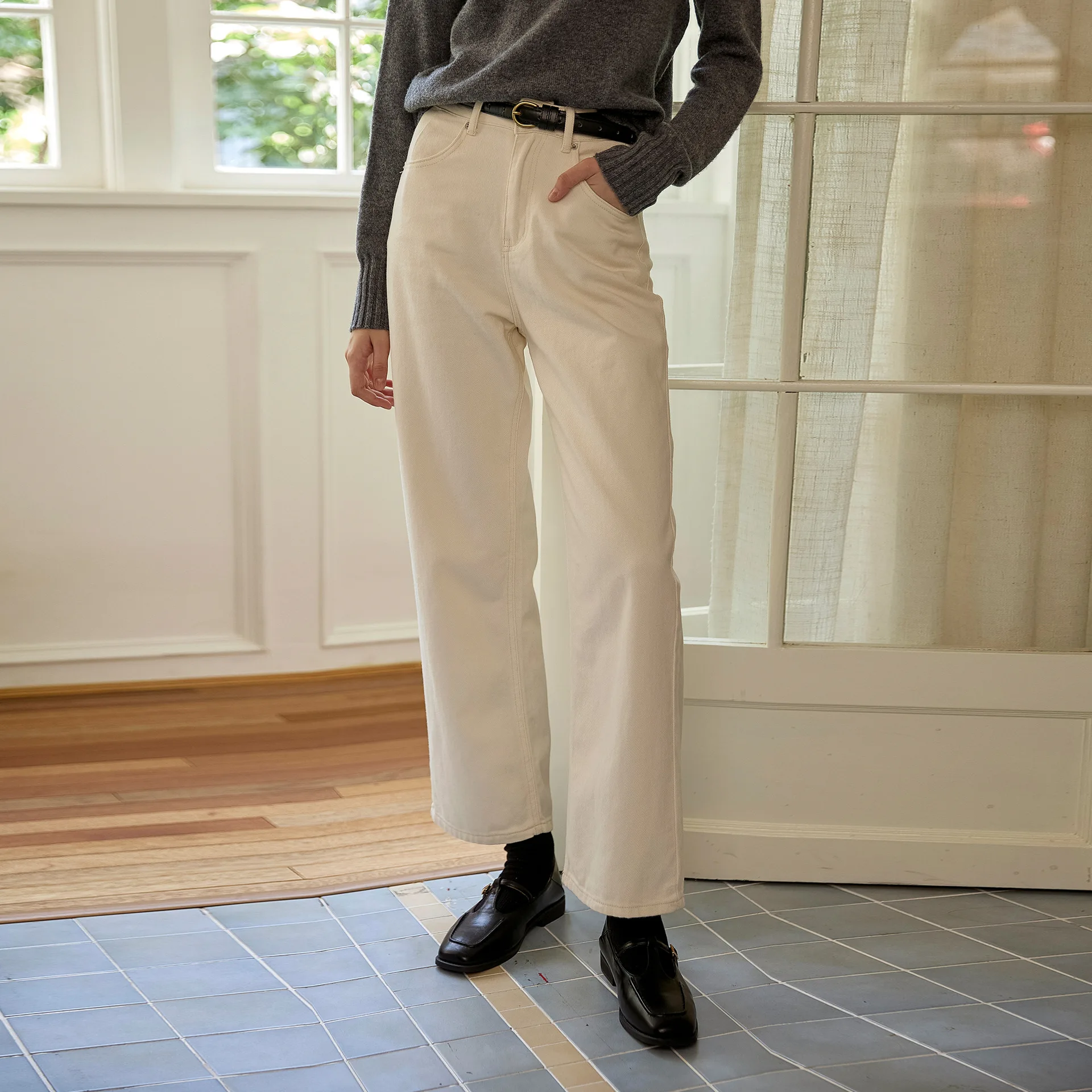 Female Casual 100% Cotton Pants With Pocket Commuter High Waist Apricot Straight Pants Women Clothing Long Jeans Winter Trousers
Female Casual 100% Cotton Pants With Pocket Commuter High Waist Apricot Straight Pants Women Clothing Long Jeans Winter Trousers
