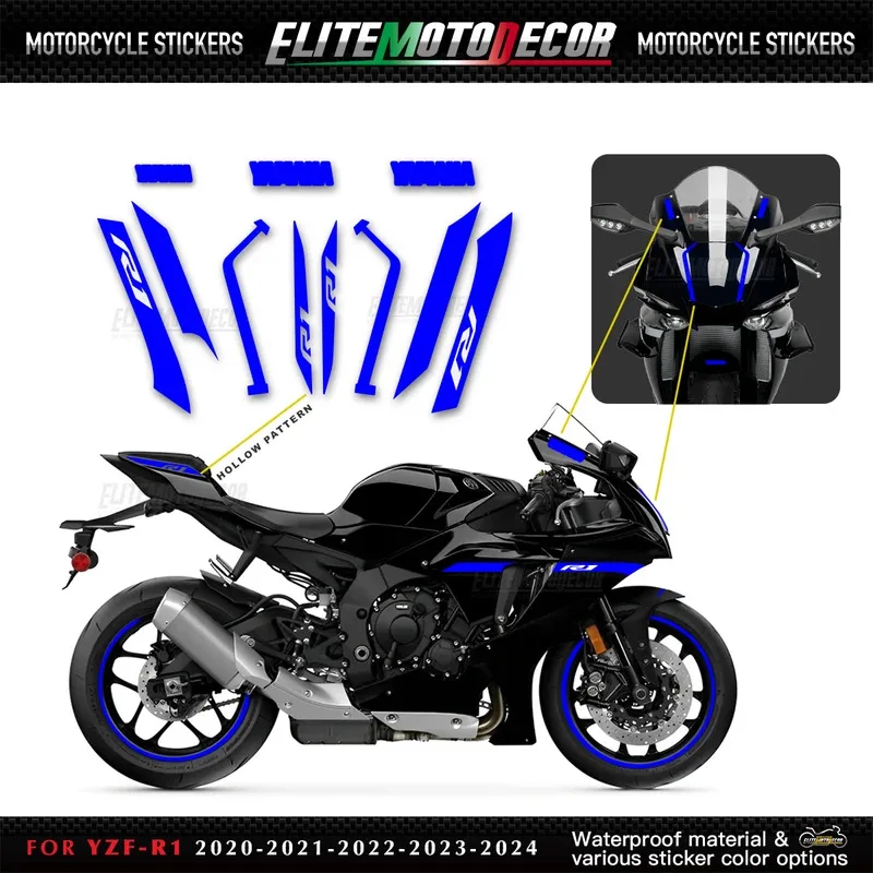 Motorcycle Fairing Shell Custom Decal Sticker Full Vehicle black Decal FOR YAMAHA YZF-R1 2020 2021 2022 2023 2024 YZF-R1 2024 
Motorcycle Fairing Shell Custom Decal Sticker Full Vehicle black Decal FOR YAMAHA YZF-R1 2020 2021 2022 2023 2024 YZF-R1 2024