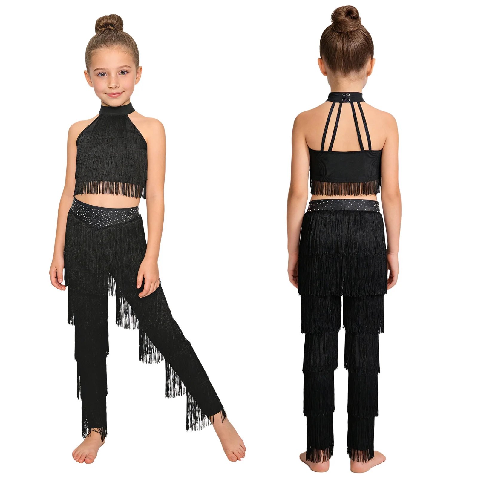 Kids Girls Latin Jazz Dance Outfit Tassel Top Pants Fringe Salsa Samba Ballroom Costume Class Practice Stage Competition Costume
Kids Girls Latin Jazz Dance Outfit Tassel Top Pants Fringe Salsa Samba Ballroom Costume Class Practice Stage Competition Costume