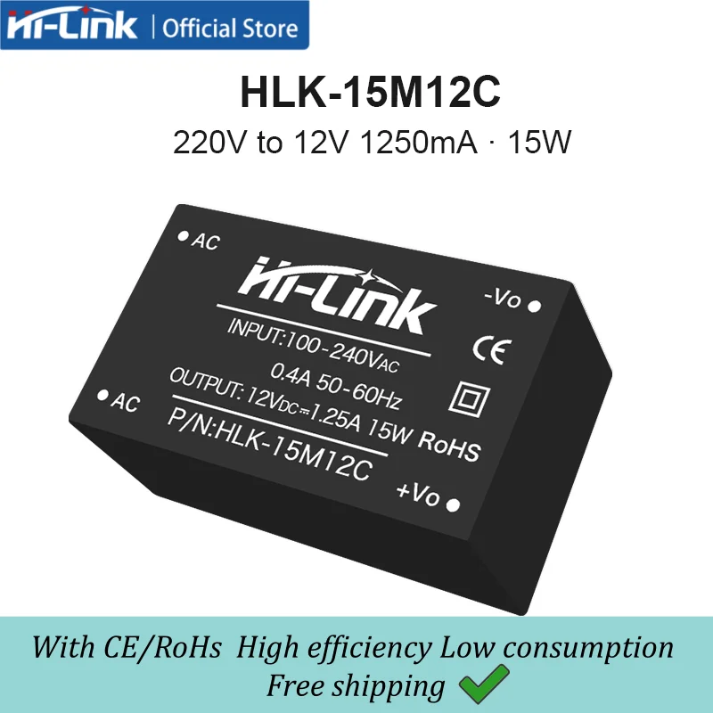 HLK-15M05/09/12/15/24C 15W AC-DC Power Supply Module 85-265V to 5V 9V 12V 15V 24V Isolated 3000V PCB Mount Module
HLK-15M05/09/12/15/24C 15W AC-DC Power Supply Module 85-265V to 5V 9V 12V 15V 24V Isolated 3000V PCB Mount Module